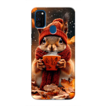 Печатный чехол «Зверята с кофе» для Samsung Galaxy M31 – Белка с кофе