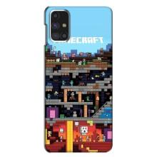 Чехол Майнкрафт на Samsung Galaxy M31s (AlphaPrint) Minecraft (фон Minecraft)