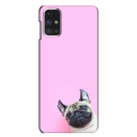 Бампер для Samsung Galaxy M31s з картинкою "Песики" (Собака на рожевому)
