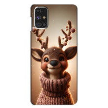 Яркий чехол для Samsung Galaxy M31s с Зимними Оленятами – Олень в свитере