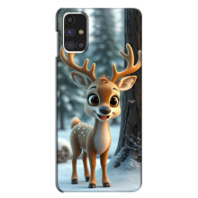 Яркий чехол для Samsung Galaxy M31s с Зимними Оленятами – Оленёнок в лесу