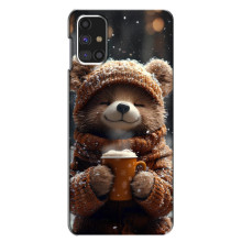 Печатный чехол «Зверята с кофе» для Samsung Galaxy M31s – Мишка с кофе