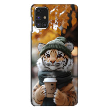 Печатный чехол «Зверята с кофе» для Samsung Galaxy M31s – Тигр с кофе