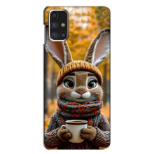 Печатный чехол «Зверята с кофе» для Samsung Galaxy M31s – Зайчик с кофе