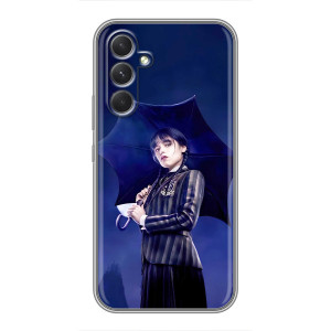 Чехлы Венсдей на Samsung Galaxy M32 5g Уэнсдей (AlphaPrint) – Уэнздей с зонтом