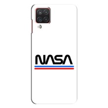 Силиконовый бампер с принтом "Наса" на Samsung Galaxy M32 (NASA на белом фоне)