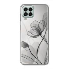 Чехол с цветочным принтом на Самсунг М33 (5G) (Черные цветы)