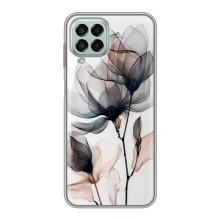 Чехол с цветочным принтом на Самсунг М33 (5G) (Цветы на белом)