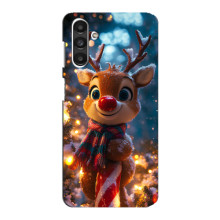 Яркий чехол для Samsung Galaxy M34 (5G) с Зимними Оленятами (Олень в шарфе)