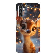 Яркий чехол для Samsung Galaxy M34 (5G) с Зимними Оленятами (Оленёнок среди гирлянд)
