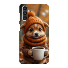 Печатный чехол «Зверята с кофе» для Samsung Galaxy M34 (5G) – Песик с кофе