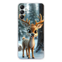 Яркий чехол для Samsung Galaxy M35 5G с Зимними Оленятами – Оленёнок в лесу