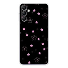 Чехол с розовым рисунком для Samsung Galaxy M36 5G – Розовые цветы на черном