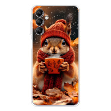 Печатный чехол «Зверята с кофе» для Samsung Galaxy M36 5G – Белка с кофе