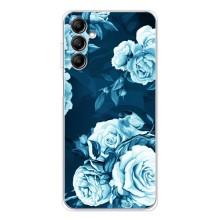 Чехлы (ART) Цветы на Samsung Galaxy M36 (VPrint) (Голубые Бутоны)