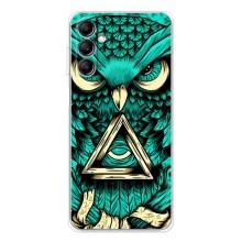 Чехлы с принтом СОВЫ для Samsung Galaxy M36 – Зеленая сова