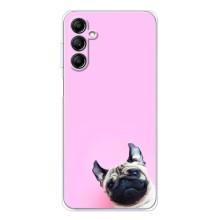 Бампер для Samsung Galaxy M36 с картинкой "Песики" (Собака на розовом)