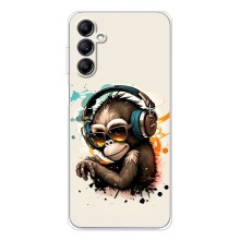 Чехол с Обезьянами Samsung Galaxy M36 - (AlphaPrint) (Макака в наушниках)