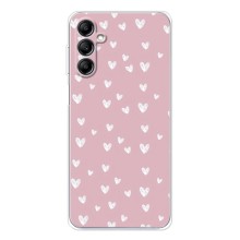 Чехол с розовым рисунком для Samsung Galaxy M36 (Сердечки на розовом)