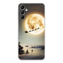 Новогодние, Праздничные Чехлы для Samsung Galaxy M36 - 2024 год (Санта на луне)