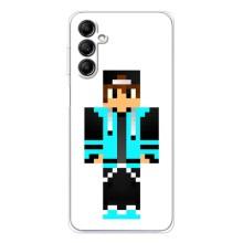 Чехлы для Samsung Galaxy M36 (Персонажи Майн Крафт) (Мальчик в голубом)