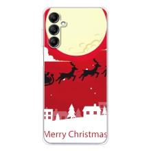 Рождественские Чехлы для Samsung Galaxy M36 (VPrint) (Санта с оленями)