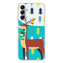 Силиконовый бампер с картинкой животных для Samsung Galaxy M36 (Олень с шарфом)
