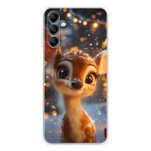 Яркий чехол для Samsung Galaxy M36 с Зимними Оленятами – Оленёнок среди гирлянд