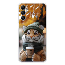 Печатный чехол «Зверята с кофе» для Samsung Galaxy M36 – Тигр с кофе
