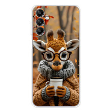 Печатный чехол «Зверята с кофе» для Samsung Galaxy M36 – Жираф с кофе
