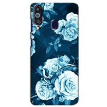 Чехлы (ART) Цветы на Samsung Galaxy M40 (VPrint) (Голубые Бутоны)