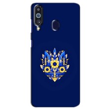 Чохли для Samsung Galaxy M40 Укр. Символіка (AlphaPrint) (Квітковий Герб)