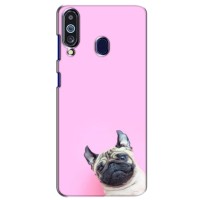 Бампер для Samsung Galaxy M40 с картинкой "Песики" (Собака на розовом)