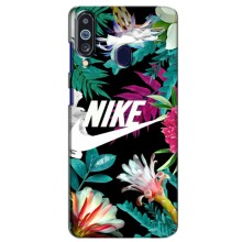 Силиконовый Чехол на Samsung Galaxy M40 с картинкой Nike (Цветочный Nike)