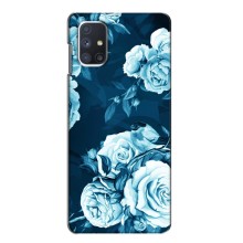 Чехлы (ART) Цветы на Samsung Galaxy M51 (VPrint) (Голубые Бутоны)