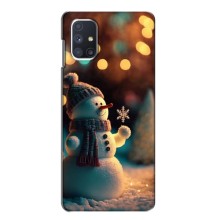 Чехлы на Новый Год Samsung Galaxy M51 (Снеговик праздничный)