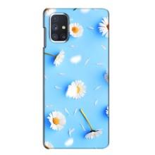 Чохол з Квітами для Samsung Galaxy M51 (ромашки на блакитному)
