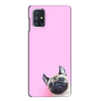 Бампер для Samsung Galaxy M51 з картинкою "Песики" – Собака на рожевому