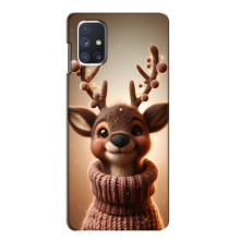 Яркий чехол для Samsung Galaxy M51 с Зимними Оленятами – Олень в свитере