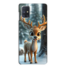 Яркий чехол для Samsung Galaxy M51 с Зимними Оленятами – Оленёнок в лесу
