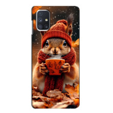 Печатный чехол «Зверята с кофе» для Samsung Galaxy M51 – Белка с кофе
