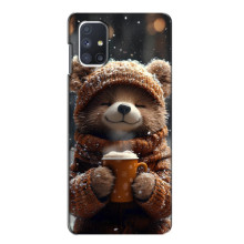 Печатный чехол «Зверята с кофе» для Samsung Galaxy M51 – Мишка с кофе