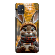 Печатный чехол «Зверята с кофе» для Samsung Galaxy M51 – Зайчик с кофе