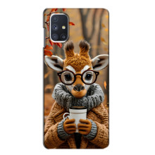 Печатный чехол «Зверята с кофе» для Samsung Galaxy M51 – Жираф с кофе