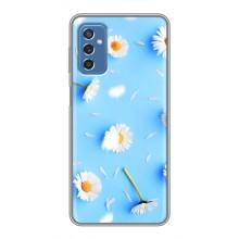 Чехол с Цветами для Samsung Galaxy M52 (ромашки на голубом)