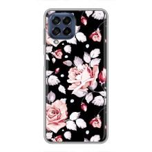 Чохли з квітами для Samsung Galaxy M53 (5G) (M536B) (VPrint) (Квіти на чорному)