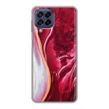 Чохол для Самсунг Галаксі М53 (5G) (M536B) - з принтом (Дизайнерські) (AlphaPrint) (Мрамор червоний)