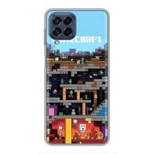 Чехол Майнкрафт на Samsung Galaxy M53 (5G) (M536B) (AlphaPrint) Minecraft (фон Minecraft)