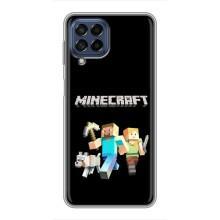 Чехол Майнкрафт на Samsung Galaxy M53 (5G) (M536B) (AlphaPrint) Minecraft (герои Minecraft)