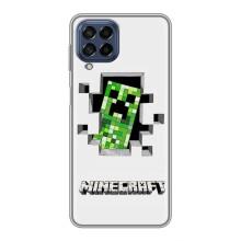 Чехол Майнкрафт на Samsung Galaxy M53 (5G) (M536B) (AlphaPrint) Minecraft (крипер Майнкрафт)